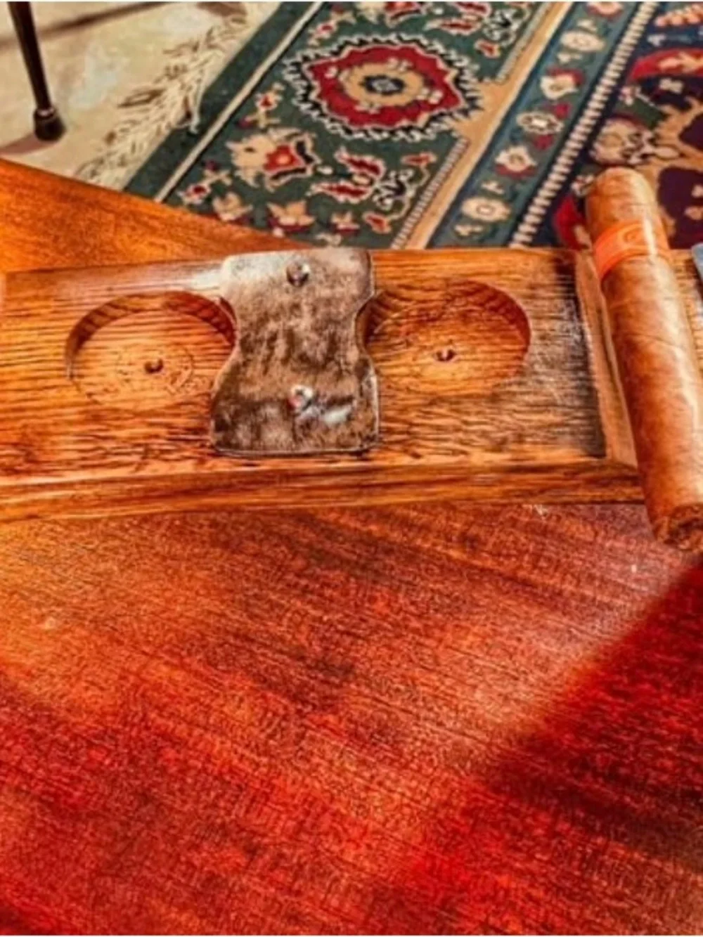 Whiskey Flight Tasting Set with Wooden Paddle - Amber Glasses